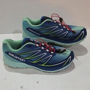 Salomon Sense Mantra 3 Women's  Vibrant Blue and Lime Trail Shoes Size 9.5